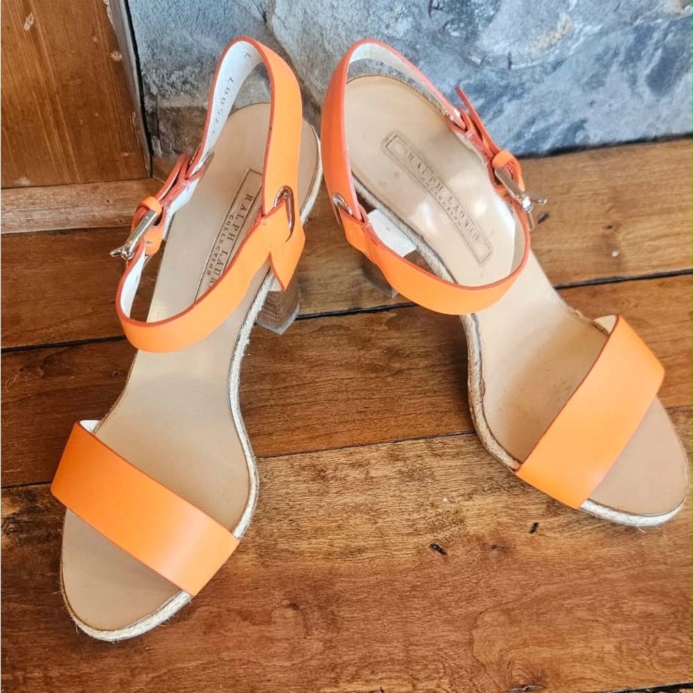 Ralph Lauren Collection Orange Chunky
Heel Sandals